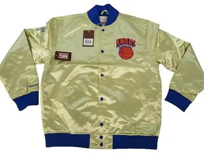 New York Knicks Mens Sizes Mitchell & Ness Gold Light Satin Snap Jacket $135 • $81.89