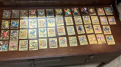 $49.99 • Buy Pokemon Gold Foil Fan Art Card Lot Rare Charizards. 50 Rare Gold Card Collection