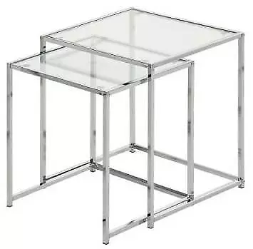 Rodney Chrome And Clear Glass Nesting Table Set Of 2 • $99.99