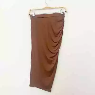 NEW Zaful Brown Ruched Midi Skirt Size Small • $15