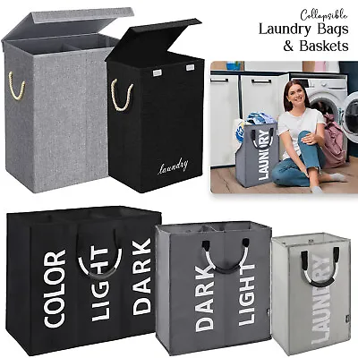Large Laundry Washing Bag Basket Storage Bin Dirty Clothes Storage Handle Hamper • £11.95