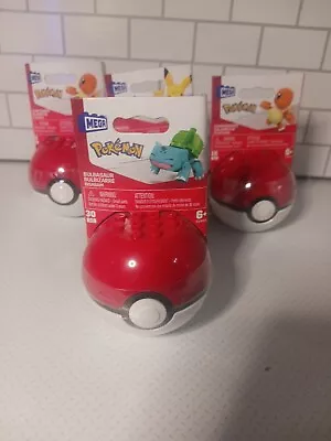 Mega Pokemon Bulbasaur Eyes Closed Pokeball Stand 30 Pieces Age 6+ • $10