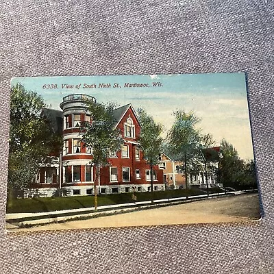 Manitowoc WI View South Ninth Street Printed Postcard Wisconsin 1911 Postmark • $1.99