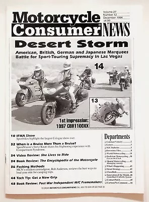 1996 December Motorcycle Consumer News Magazine Desert Storm Sport Touring Bikes • £7.99