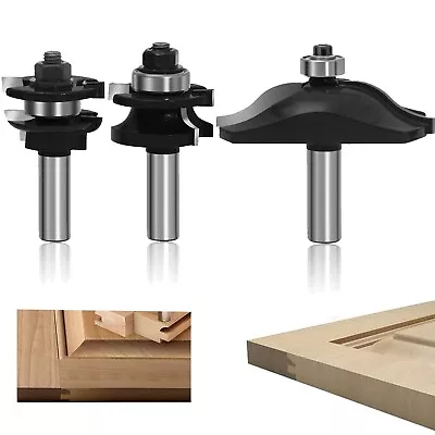 LEATBUY Router Bit Set 1/2-Inch Shank 3PCS Woodworking Molding Cutter Wood ... • $56.41