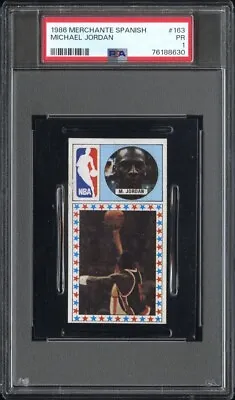 1986 Merchante Spanish Michael Jordan PSA 1 Total Pop 139! NBA Logoman Rare • $599.99