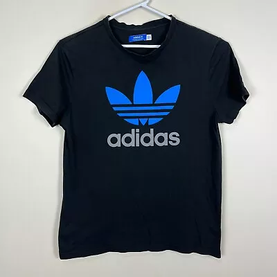 Adidas Originals Trefoil Black Slim Crew Casual Cotton Tee T Shirt Mens 2XL XXL • $14.99