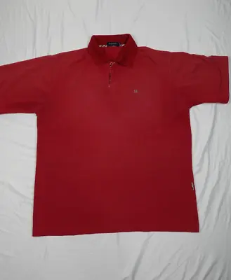 Burberry London Polo Shirt Adult XXL Men Pullover Red With Logo Plaid Collared • $35