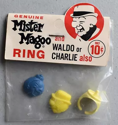 Mr. Mister Magoo Toy RING Set Charlie Or Waldo ~ 1960's Unused MIP • $22.99