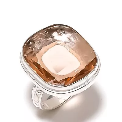 Morganite Gemstone Handmade 925 Sterling Silver Jewelry Ring Size 8.5 D538 • $18.78