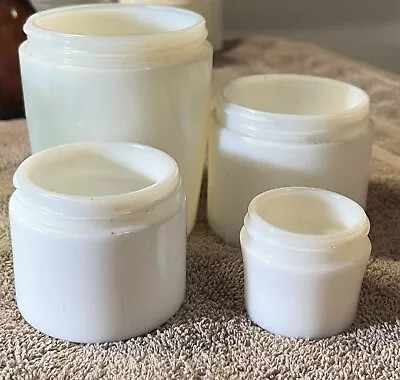 Vintage White Milk Glass Jar Lot Of 4 • $8