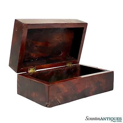 Antique Traditional Burl Mahogany Storage Jewelry Trinket Box • $85