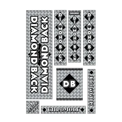 Diamond Back - 1981-82 Senior Pro Black DB Decal Set - Old School Bmx • $66