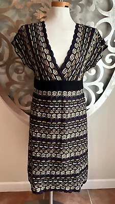 M MISSONI Dress Size 10 Cotton Zig-zag Crochet Chevron Multicoloured Black IT 46 • $99.99