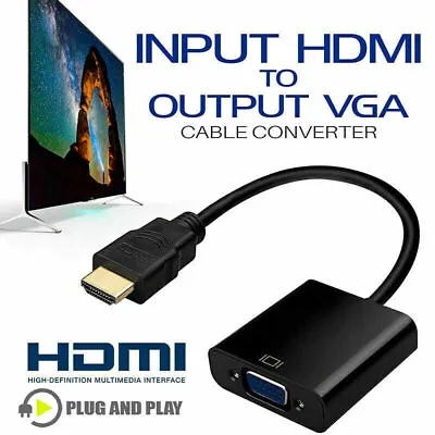 £3.68 • Buy HDMI To VGA Converter Adapter Cable HDMI INPUT To VGA OUTPUT - For TV PC Monitor