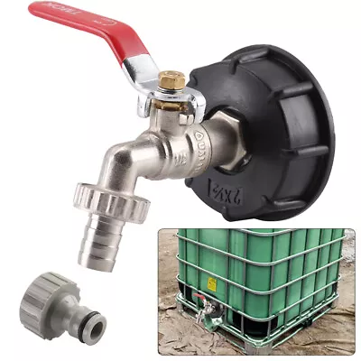 UK IBC Tank Cap Adapter With Brass Tap&1/2  Snap On Hose Connector IBC Ton Valve • £8.99