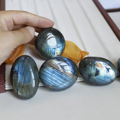 Natural Labradorite Polished Crystal Quartz Ore Specimen Palm Stone Worry Stone • $6.59