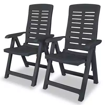 VidaXL Reclining Garden Chairs 2 Pcs Plastic Anthracite • £118.09