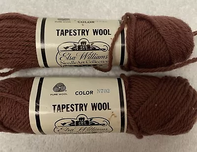 2sk Elsa Williams Brown TAPESTRY WOOL YARN Needlepoint DK Lite Worsted 40yd N702 • $9