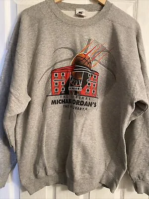 Vintage Nike Michael Jordan Restaurant Sweatshirt Sz L 90s Pullover NBA Read Des • $49.99