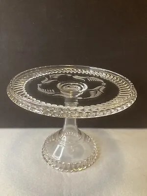 8 Inch Pedestal Cake Stand Early Pattern Etched Glass • $26.95