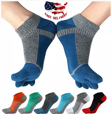 USA 6 Pairs Men Five Finger Toe Socks Cotton Crew Casual Colorful Patterned 7-11 • $14.39