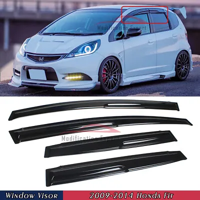 For 2009-2014 Honda Fit GE8 3D Wavy JDM Mugen Style Window Visors Rain Guards • $28.99