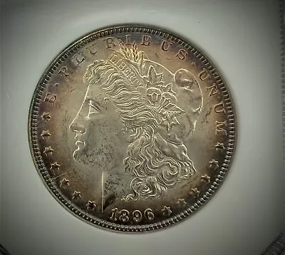 1896 $1 Morgan Silver Dollar BU+ With Amazing Halo Tone - Blast White Reverse • $175