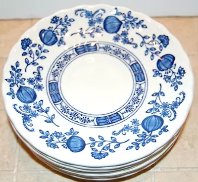  VTG Myott Meakin Blue Onion Floral Round Scalloped -5.5   Saucer Plate England  • $7.50