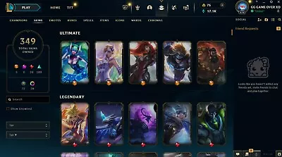 League Of Legends Account EUW LVL 478 Emerald 4 369 Total Skins  • £170