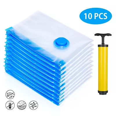 $19.99 • Buy 10  Jumbo Vacuum Sealer Storage Bags W/ Pump For Clothes Travel Bags Space Saver