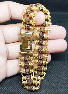 5 Face Rudraksha Bracelet With Asthadhatu Metal 5 Mukhi Rudraksh Energized • $14.99
