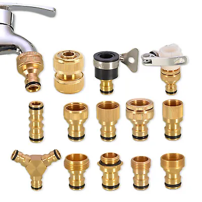 Brass Tap Connector Universal Fitting Attachment Adaptor Hose Pipe Garden Water • £3.18