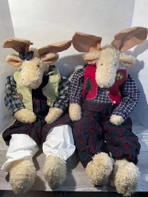 Vintage Pacific Craft Plush Moose Couple Look/ Read Not Toys • $65