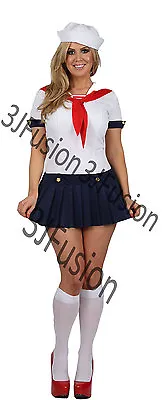 Ladies Sailor Girl Fancy Dress Costume Nautical Outfit Hen Party FREE POST (AJ) • £15