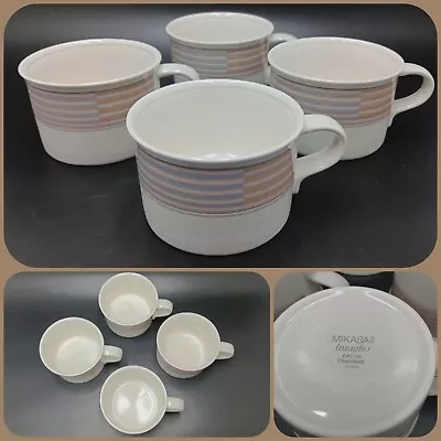 4 Mikasa Intaglio Tracings Cups Coffee Tea Mugs Stoneware CAC06 Japan • $19.50