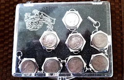 RARE Silver Bracelet & Necklace Made Of Eight 1935-45 Mercury Dimes Coins • $25