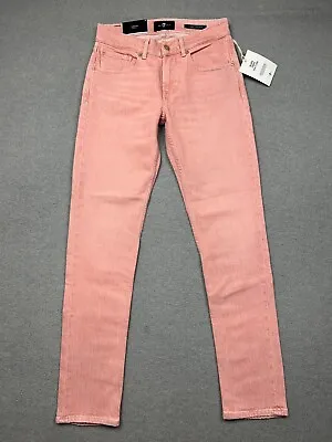 7 For All Mankind Jeans Mens 29x31 Pink Slimmy Tapered Modern Slim Denim NEW * • $36.99