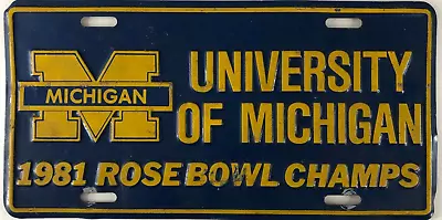 1981 University Of Michigan Rose Bowl Champs Souvenir License Plate Metal • $16.50