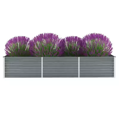 VidaXL Garden Raised Bed Galvanised Steel 240x80x45 Cm Grey • $110.75