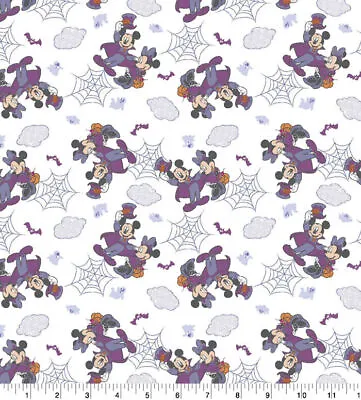 $13 • Buy Disney Mickey Minnie Mouse Halloween Spooky Webs Cotton Fabric Yd Free Ship US