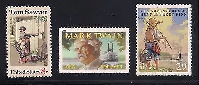 Mark Twain - Tom Sawyer & Huckleberry Finn - Set Of 3 Stamps - Mint Condition • $5.95