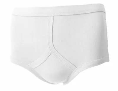 Mens 100% Cotton Classic Traditional Y-Front Interlock Pants Briefs White • £4.50