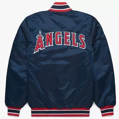 MLB Los Angeles Angels 90s Athletic Jacket Blue Satin Bomber Varsity Jacket • $84.99