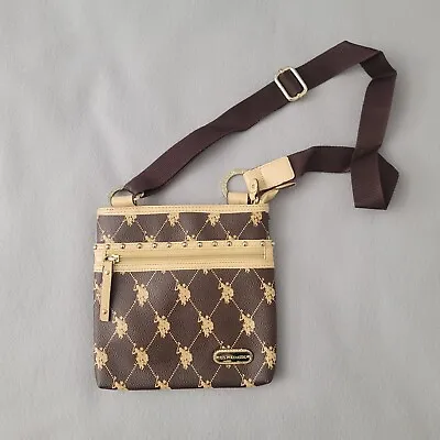 Brown L Faux Leather U.S. Polo Assn Cross-body Bag Purse Pockets Shoulder Bag • $14.90