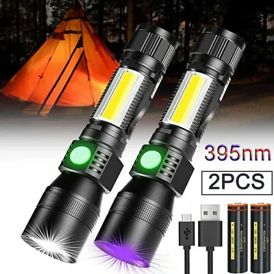 2X LED Torch UV Lamp Ultra Violet Flashlight Blacklight 395nm Inspection Light • $29.98