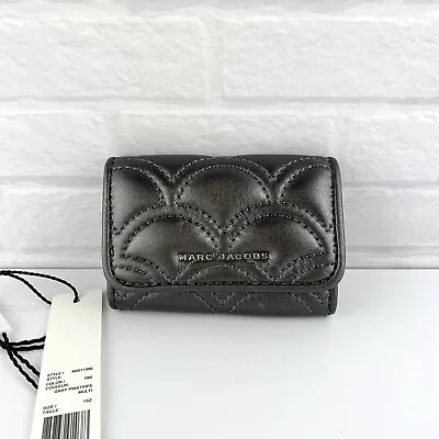 RARE! Marc Jacobs Metallic Gray Quilted Leather 6-Ring Key Holder $125 • $75