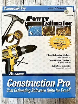 Adams Construction Pro Power Estimator Forms & Software Suite For Excel NEW • $24.99