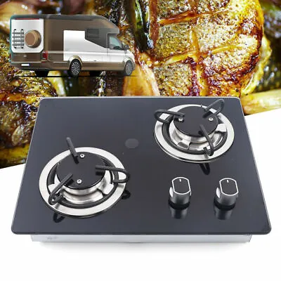 RV Gas Stove Boat Caravan Gas 2 Burners Stove Safe Stainless Steel For Camper • $116.85