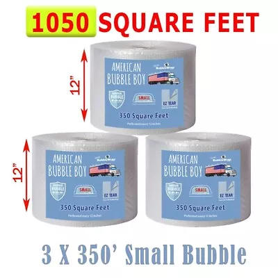 1050 Square Feet Small Bubble Wrap Roll 12  Wide 1/8  Bubbles! Perforated 12  • $69.99